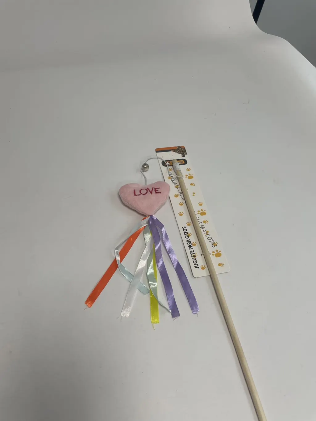 Doll Ribbon Wooden Pole Cat Teaser - Pink
