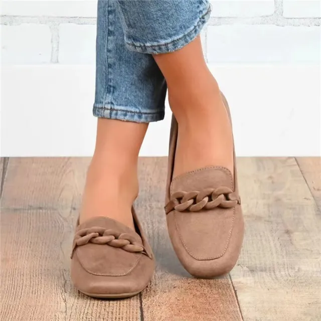 Women's Chain Slip on Black Flat Casual Loafers Camel - Shop at LoveMi