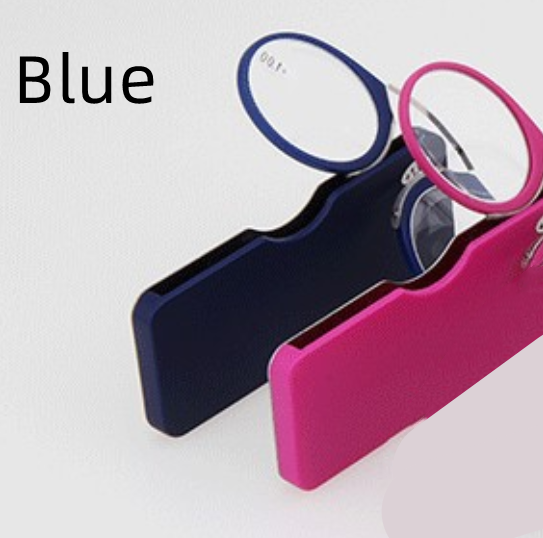 Portable Wallet Reader Clipped To Mini Reading Glasses With Protective Case Blue - Shop at LoveMi