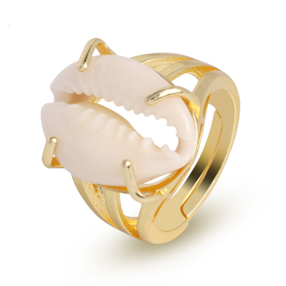 Natural Conch Shell Ring Gold-plated Silver Women's Simple  Ring
