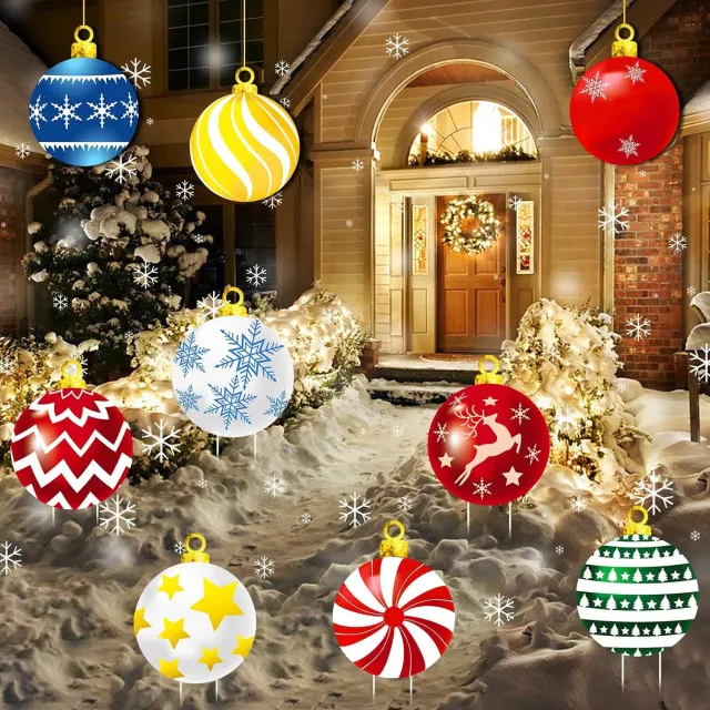 Christmas Yard Signs With Stakes And Cords Christmas Balls Yard Signs Decorations For Outdoor Yard Porch Tree Lawn Decorations Xmas Party Decor Cle... W13311813 - Shop at LoveMi