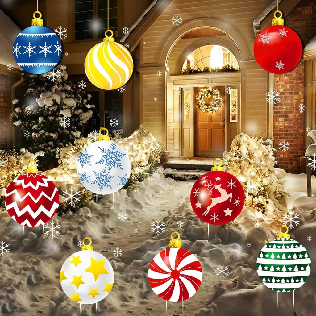 Christmas Yard Signs With Stakes And Cords Christmas Balls Yard Signs Decorations For Outdoor Yard Porch Tree Lawn Decorations Xmas Party Decor Cle...