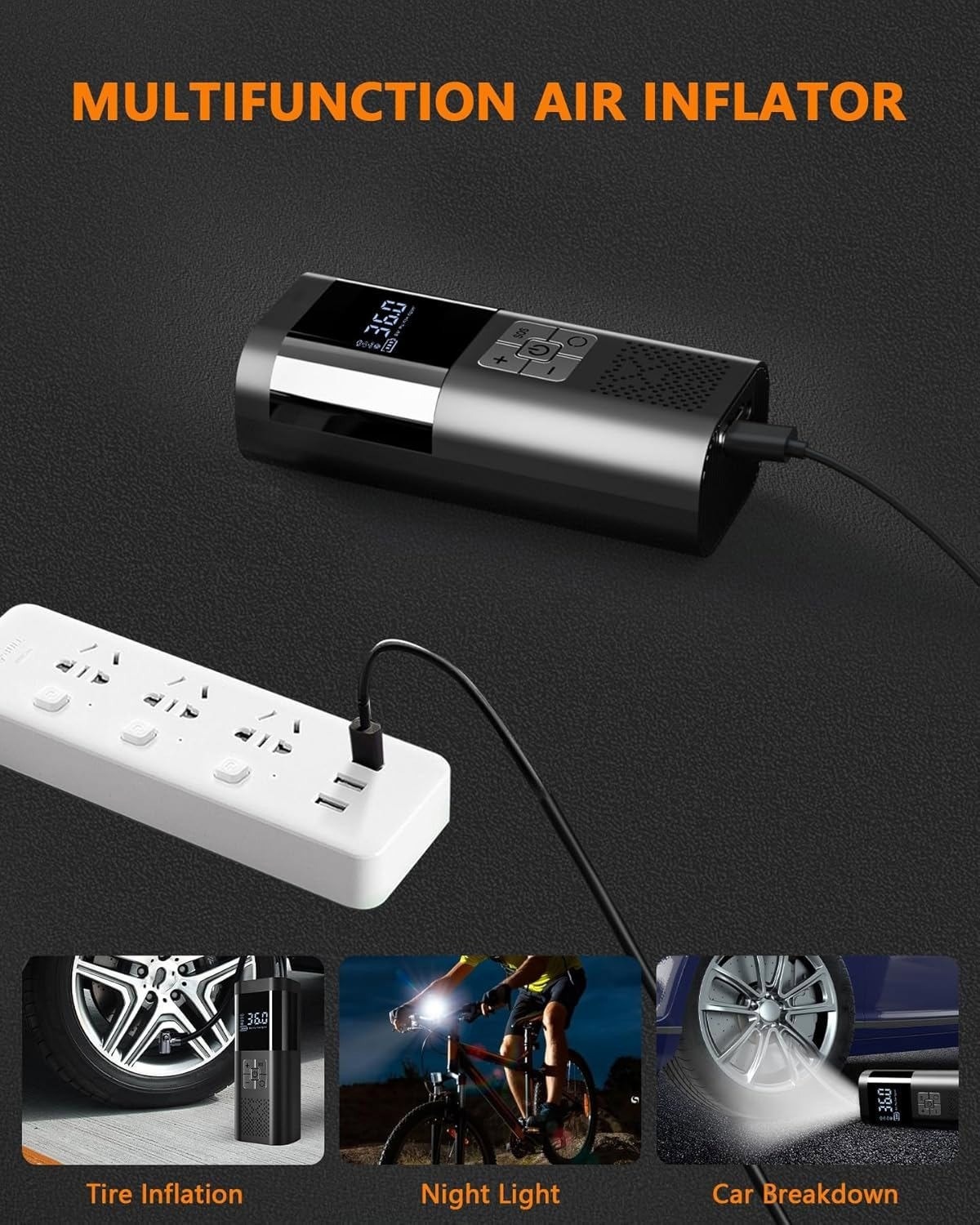 Electric Air Pump Tyre Inflator Portable Compressor For Bike Motorcycle Car — image 4