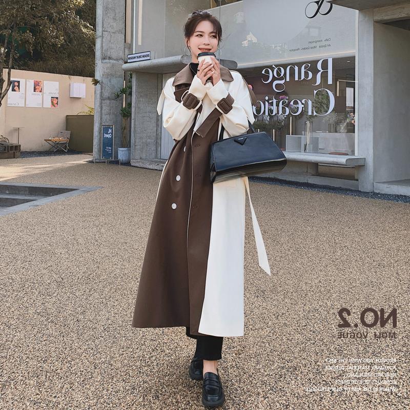 Women's Temperament Lapel Stitching Contrast Windbreaker