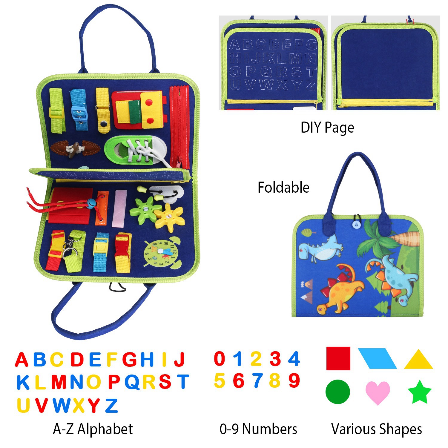 1Set Kids Busy Board Sensory Activity Board Preschool Learning Toys Montessori Educational Gift For 1 To 6 Years Old Baby Toddler Girls Boys