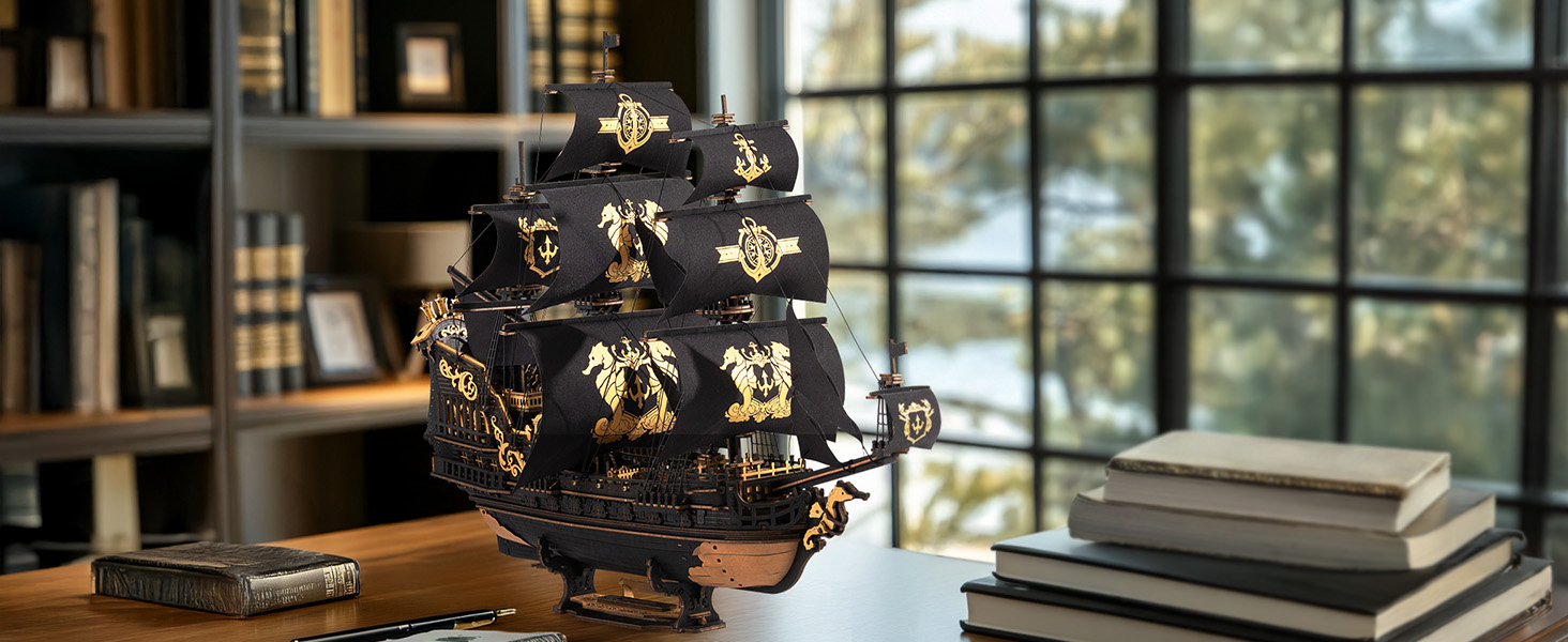 Title 5, ROKR 3D Wooden Ship Model Kit Seahorse Bark MCB...