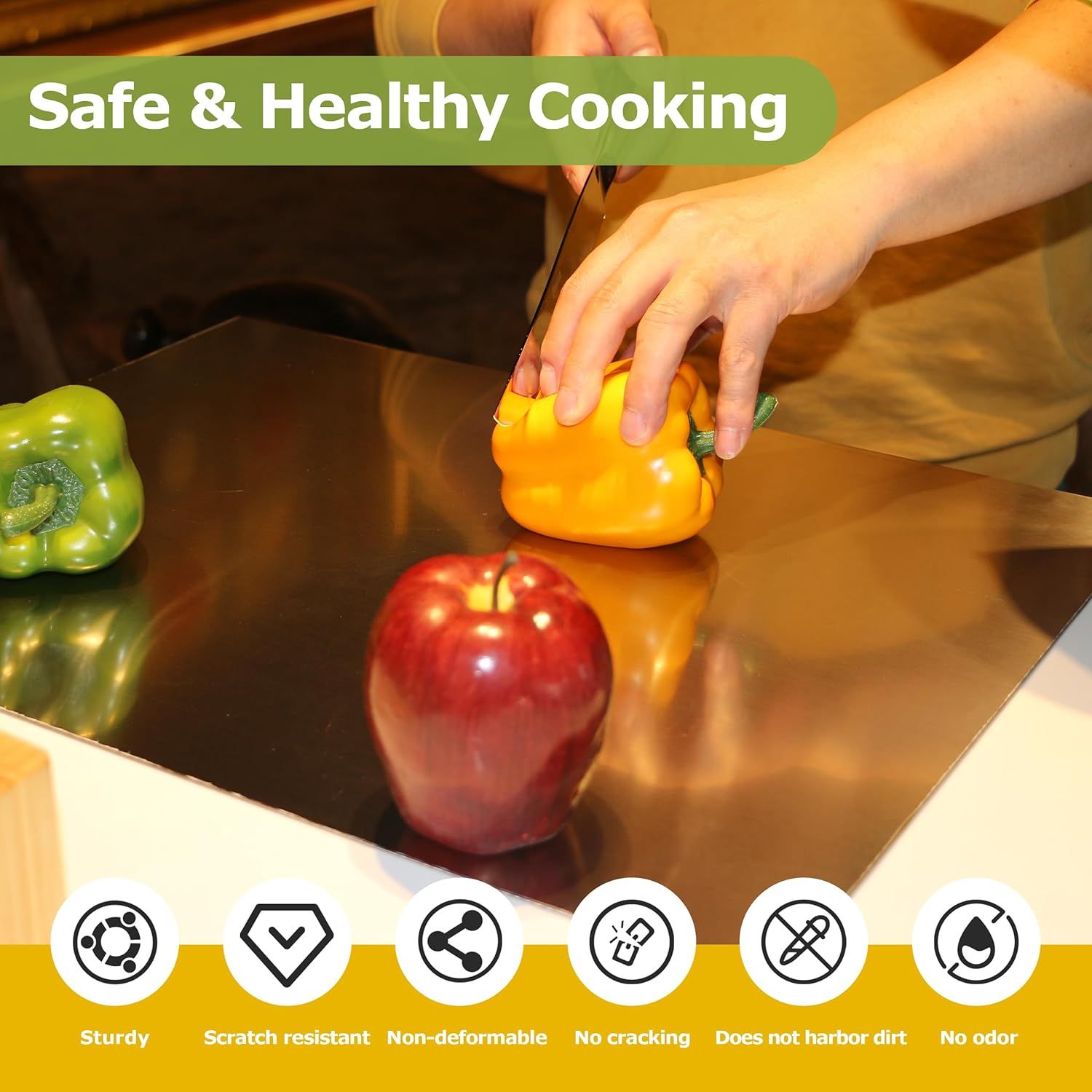 Stainless Steel Cutting Board For Kitchen - Large 304 Chopping Boards, Suitable For Meat Vegetables Bread And Baking,Kitchen Accessories. — foto 8
