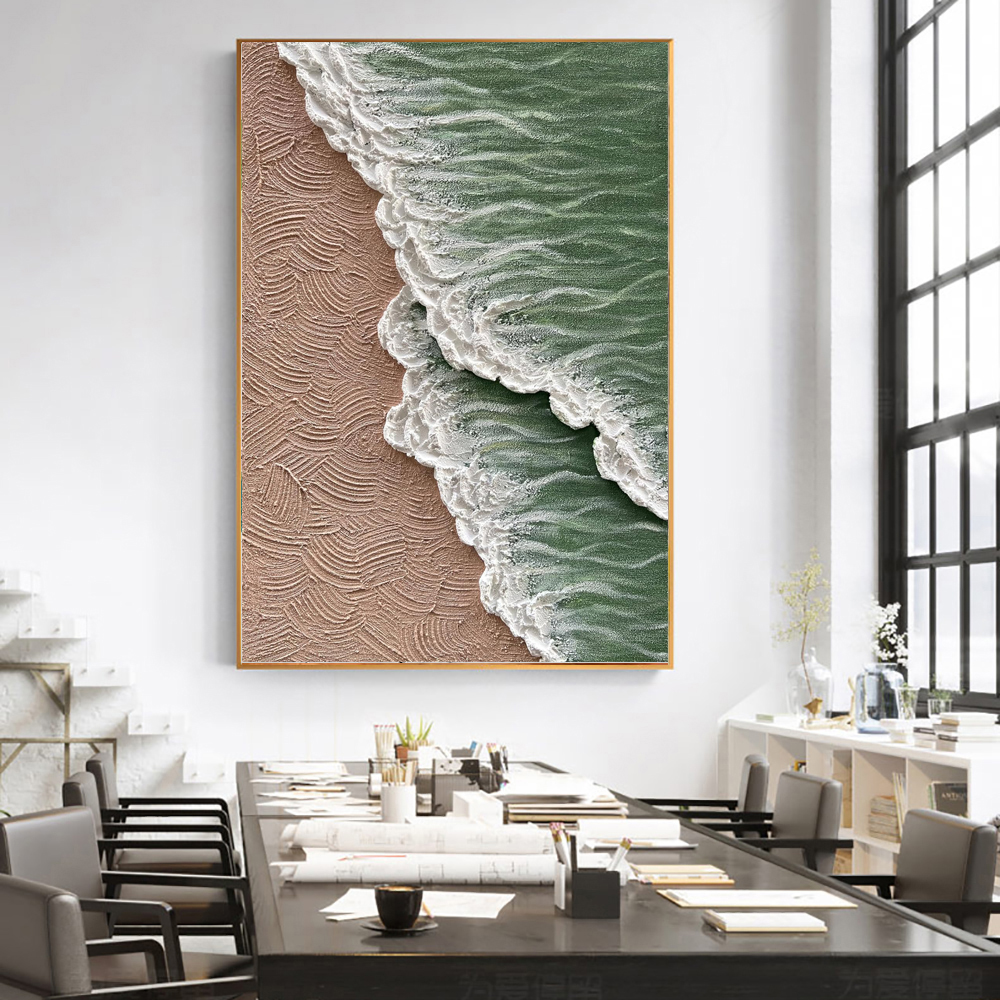 Sea Beach Oil Painting Hand Painted White Ocean Waves Texture Canvas Painting Living Room Decor Modern Wall Picture Art Crafts Hot Selling Pieces