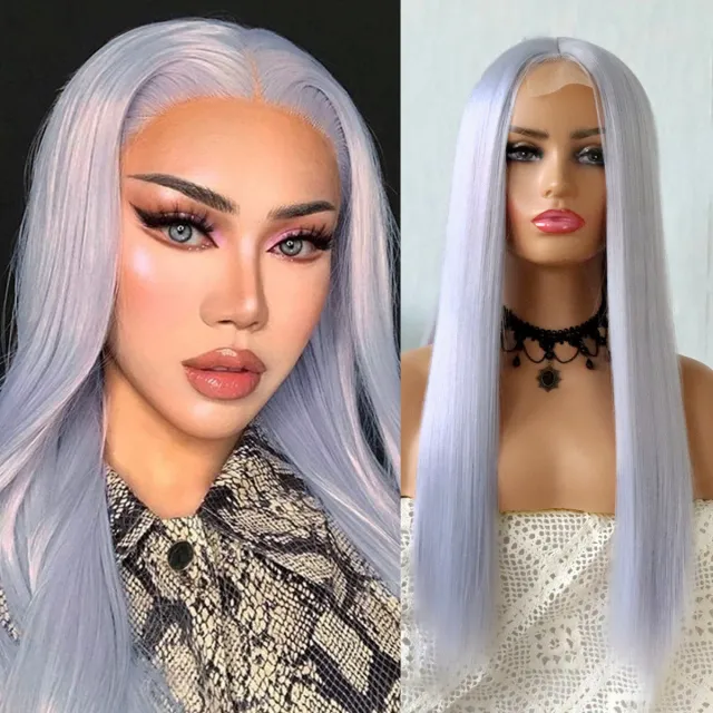 Lace Chemical Fiber Wig Full Head Cover Purple Straight Hair Purple - Shop at LoveMi