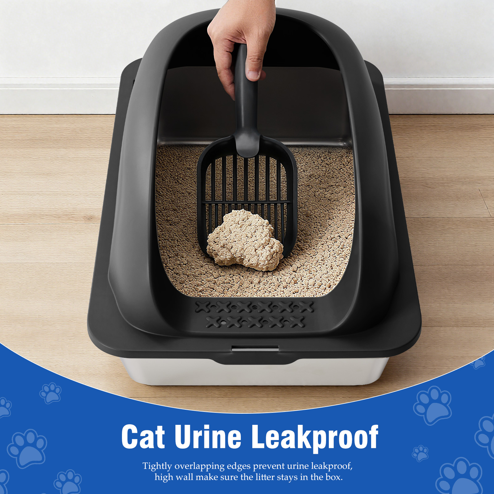 Stainless Steel Cat Litter Box With Lid, Large Cat Litter Box For Big Cats, Scoop And Mat Included image 14