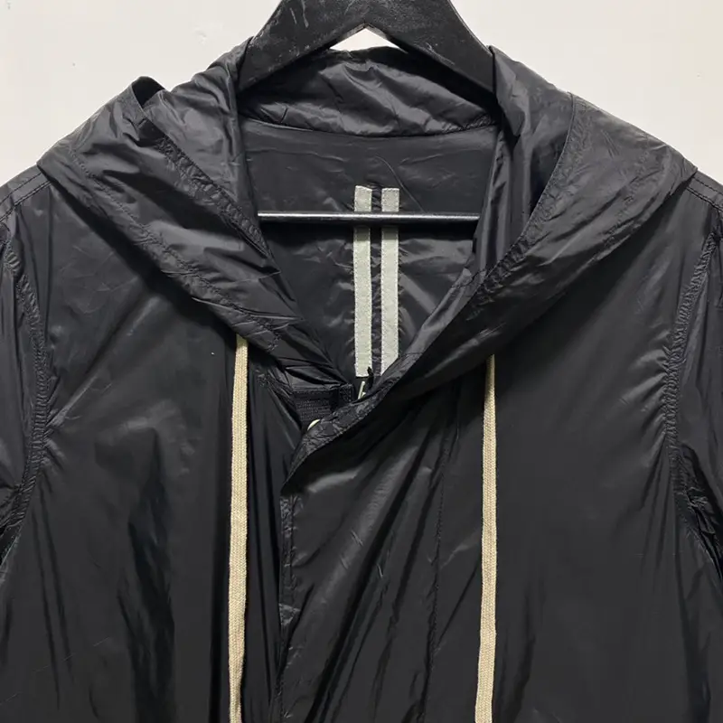 Ro Hooded Casual Thin Style Zipper Black Loose Type Spot Side Seam Insert Bag Solid Color Coat Large Robe Trench Coat Men