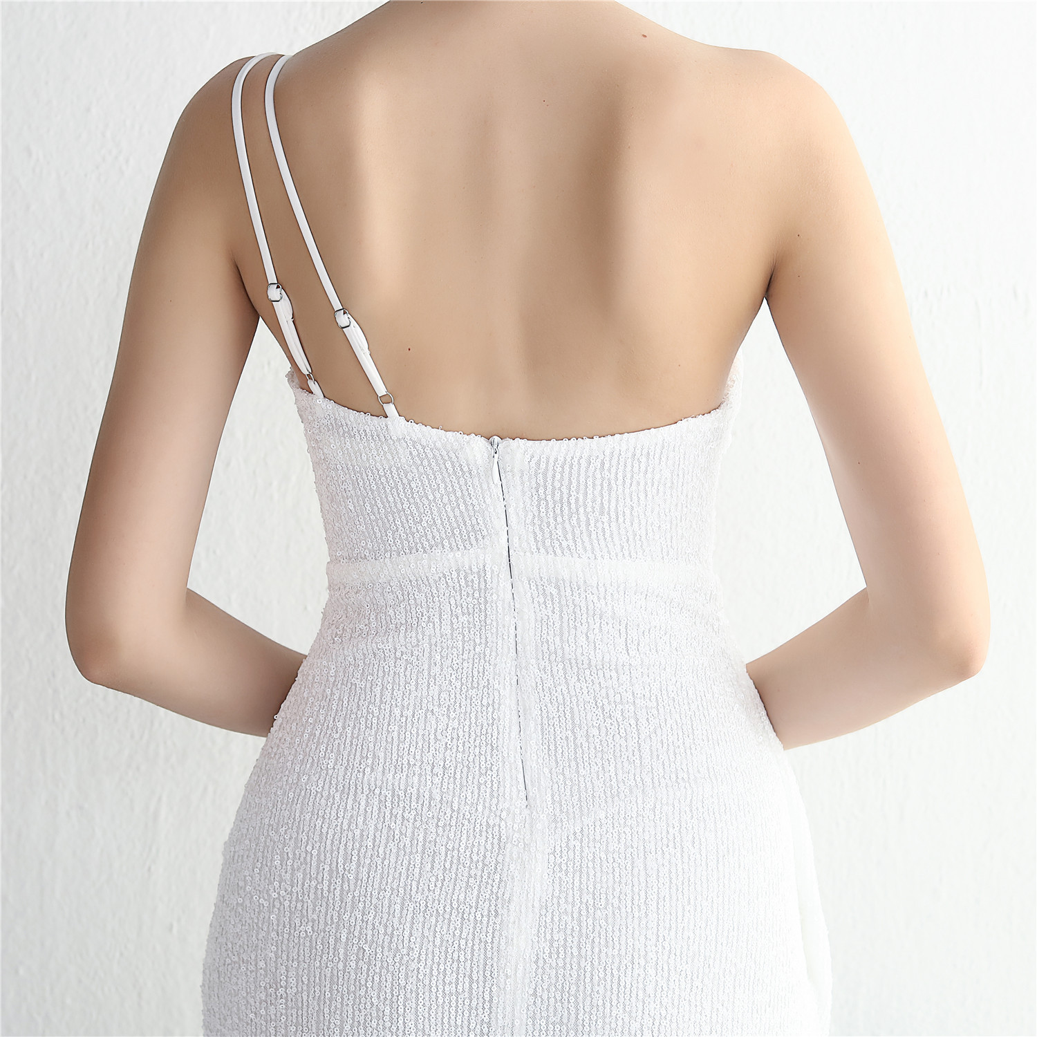 plus size one-shoulder formal gown