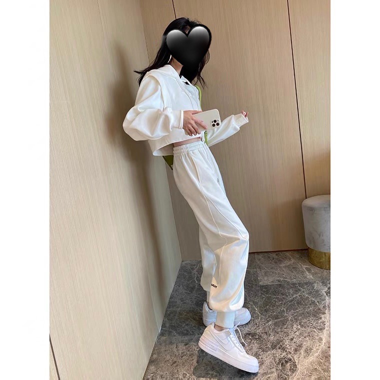 Hooded Sweater Waist Waist Casual Pants Sportswear Suit Women