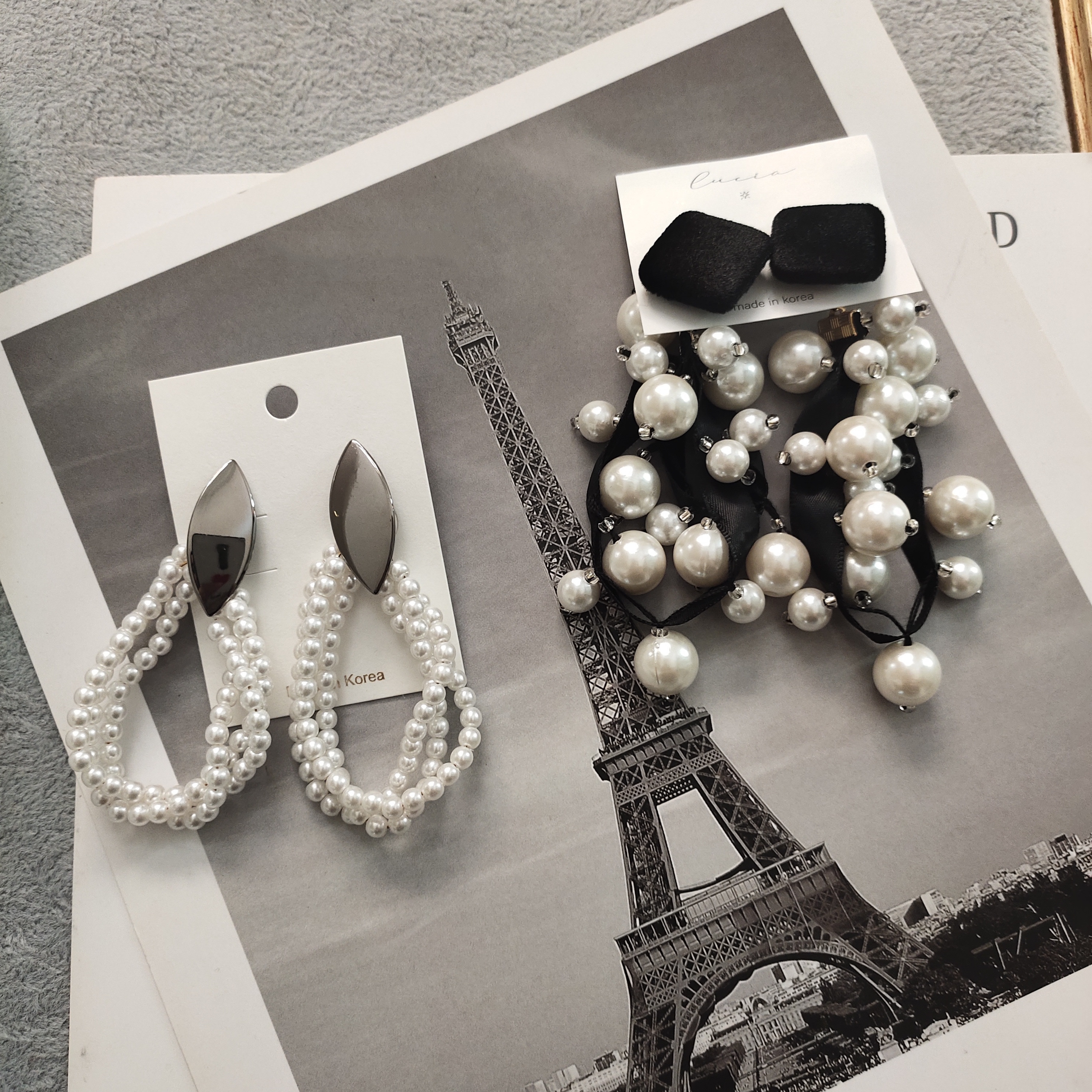 Korean Style Light Luxury Design Beaded Temperament Stud Earrings