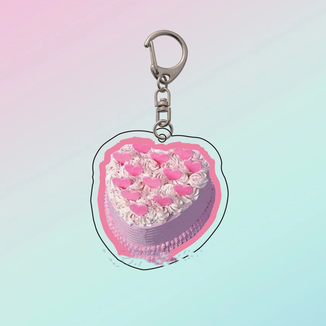 Title 5, Cute Happy Birthday Cake Acrylic Keychain