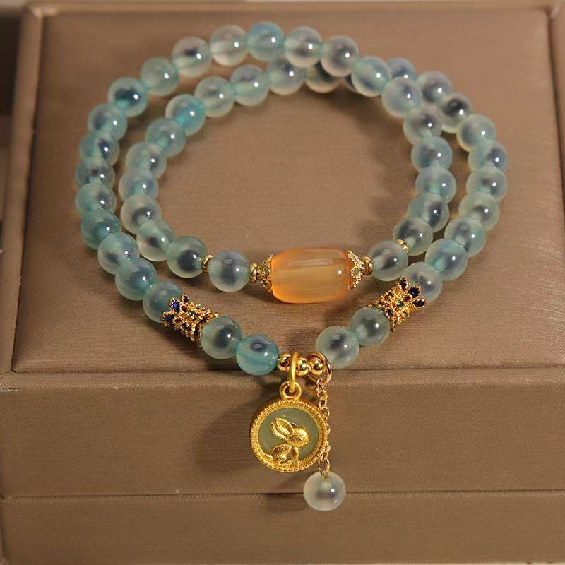 Brățară Natural Blue Fluorite  Blue Moonstone Red Agate Two Tone Beaded Chain Inner Peace Energy Jewelry Pentru Femei