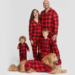 New Christmas Whole Family Print Set Pyjamas - Red - View 1