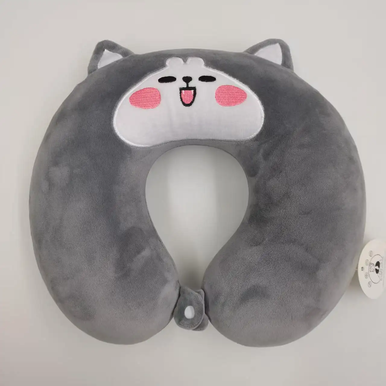 Cute Grey Cat UShaped Travel Neck Pillow