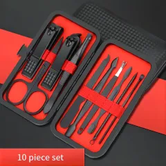 10-piece Black Nail Clipper Set With Travel Case, Professional Cuticle Nippers And Nail Clippers, Complete Grooming Kit For Home And Travel - 10Piece - View 1