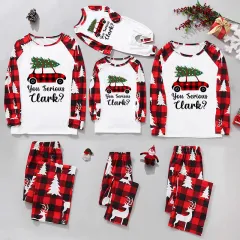 Christmas Home Service Parent-child Suit Plaid Stitching Printing - View 1