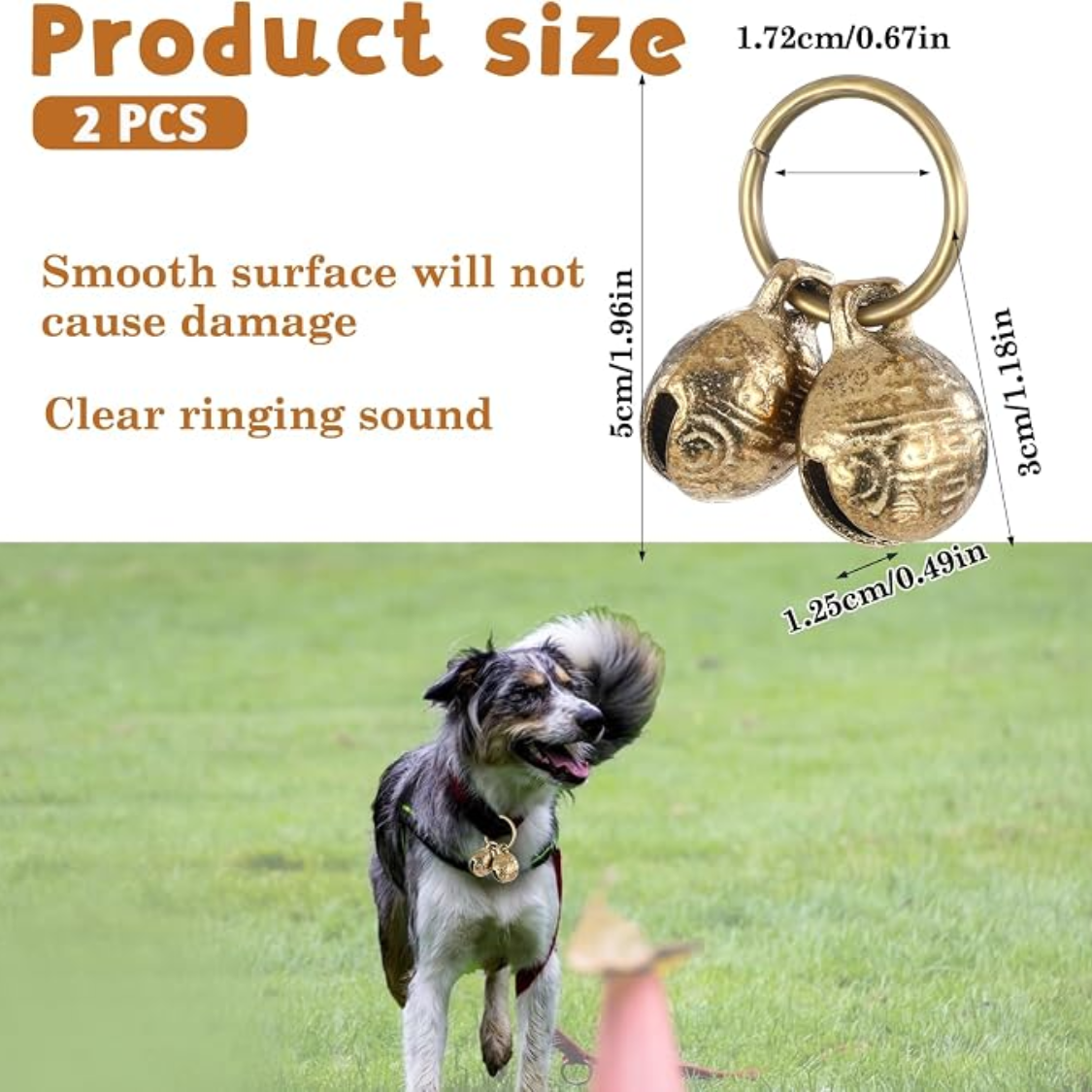 Clochette pour chien en laiton, lot de 4, son clair et puissant