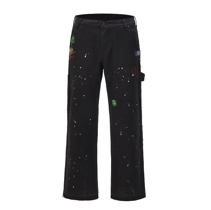 Title 6, Heren Micro-Flare Workwear Jeans met Spattered ...