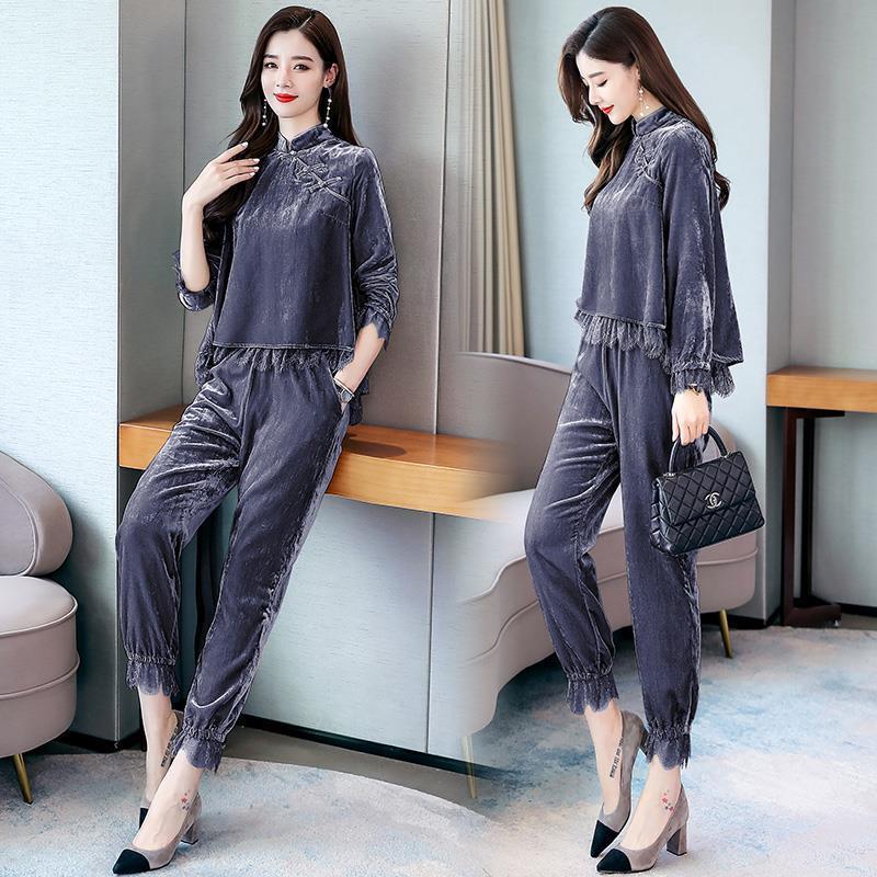 New Style Slimming Lace Wide-leg Pants Western