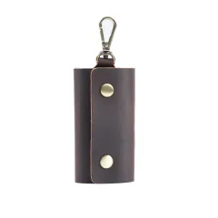 First Layer Cowhide Coin Purse Car Multifunctional Keychain - Black - View 1