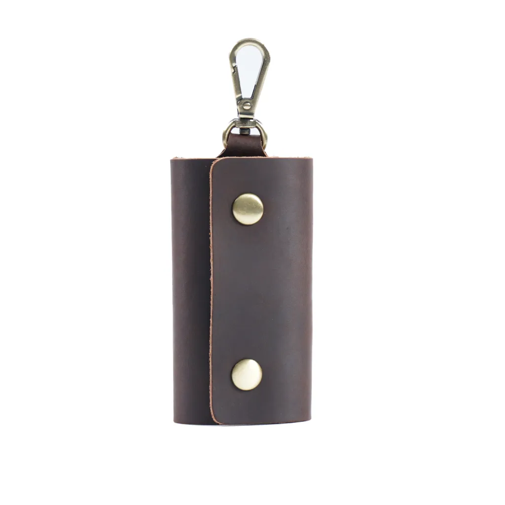 First Layer Cowhide Coin Purse Car Multifunctional Keychain - Black