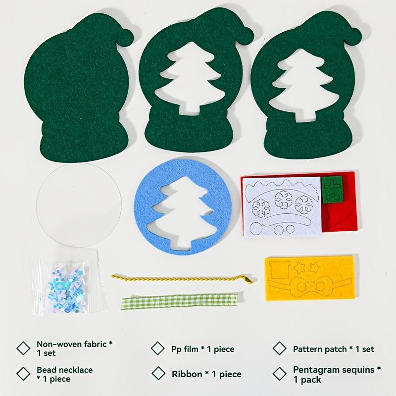 4pcs Christmas Felt Applique Kit, Handmade Ornament