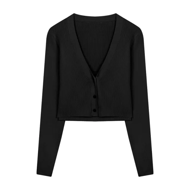 European And American Knitted Suspender Vest Retro Spice Tight Black Coat - Shop at LoveMi