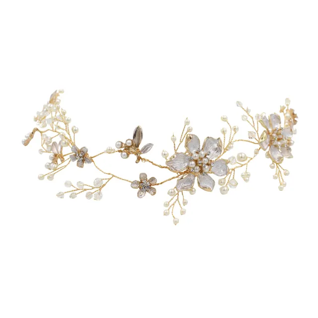 Crystal Bridal Hair Accessories Exquisite Alloy Lacquer Flowers Gold - Shop at LoveMi