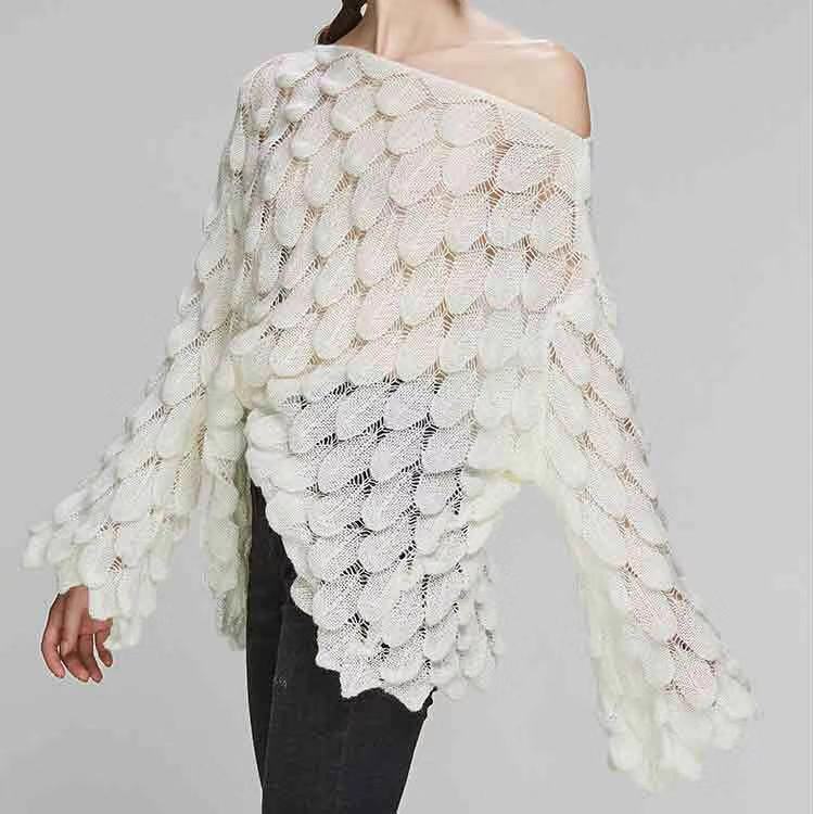 Title 3, Knit Flared Sleeve Leaf Sweater