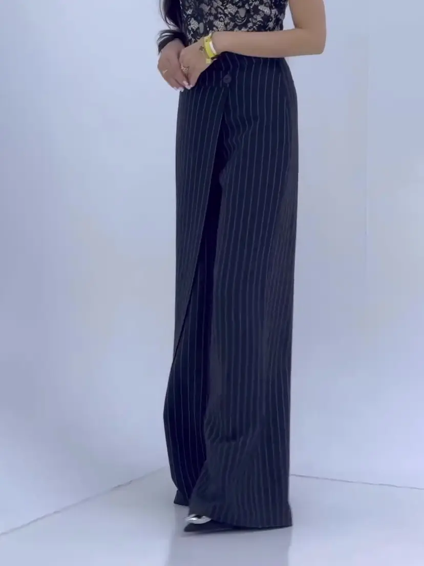 High-waisted Striped Wide-leg Pants