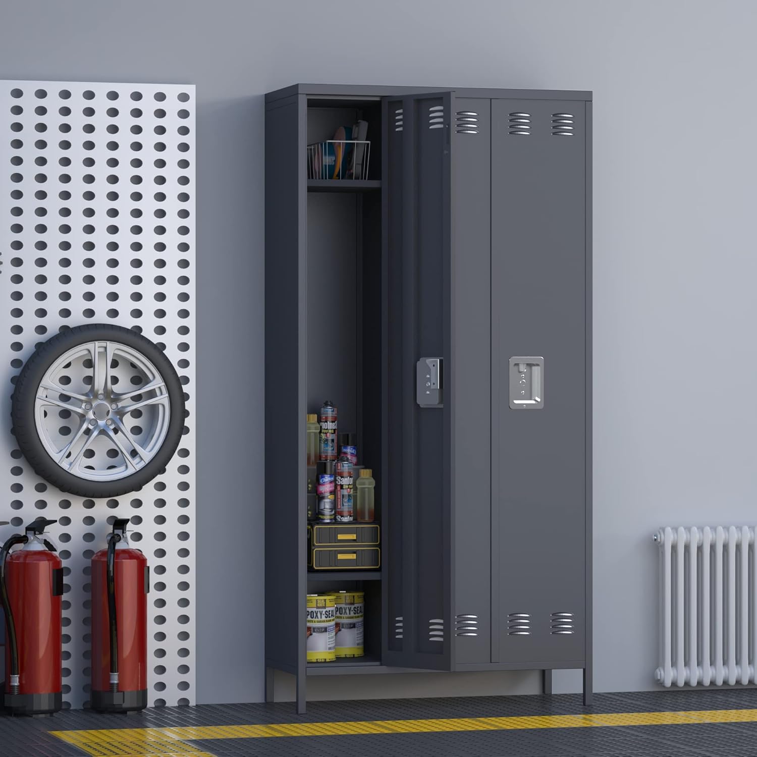 15 Doors Metal Lockers For Employees For Offices School Gyms Home,Assembly Required,Dark Gray 3