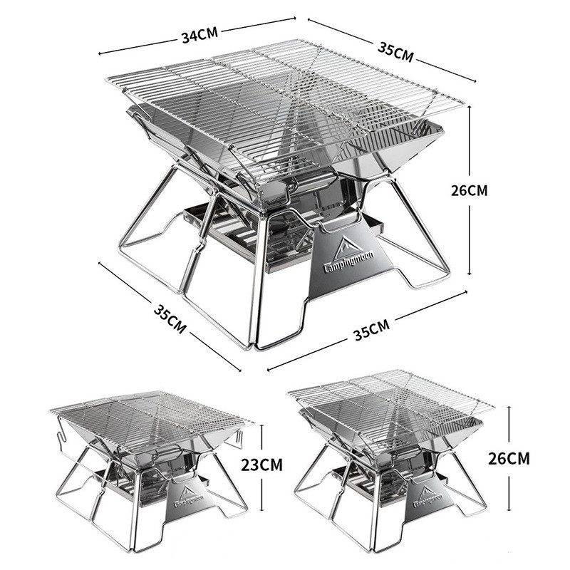 Title 6, 2-3 Person Foldable Barbecue Grill Burner Campi...