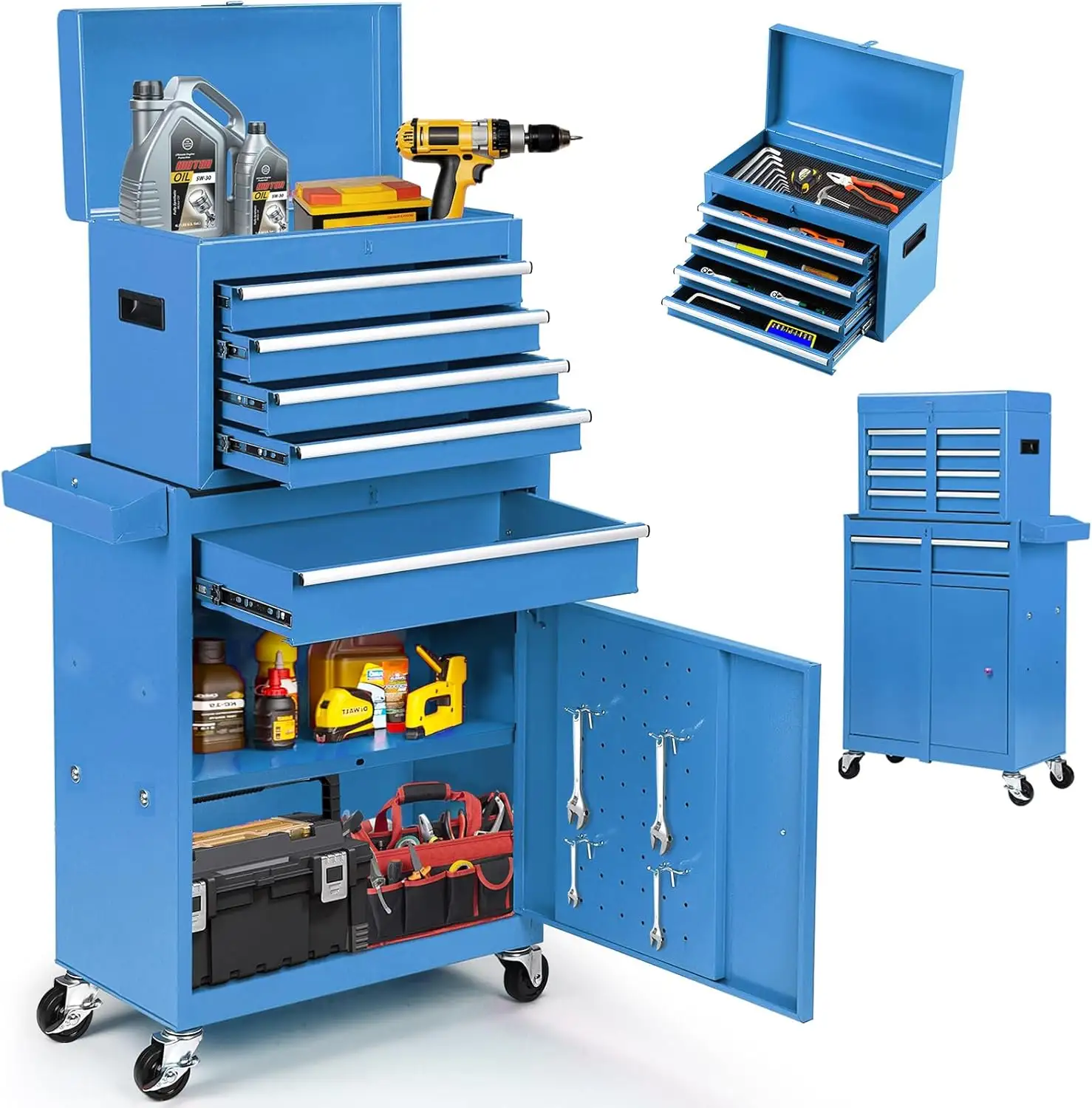 5-Drawer Rolling Tool Chest - 2-in-1 Lockable