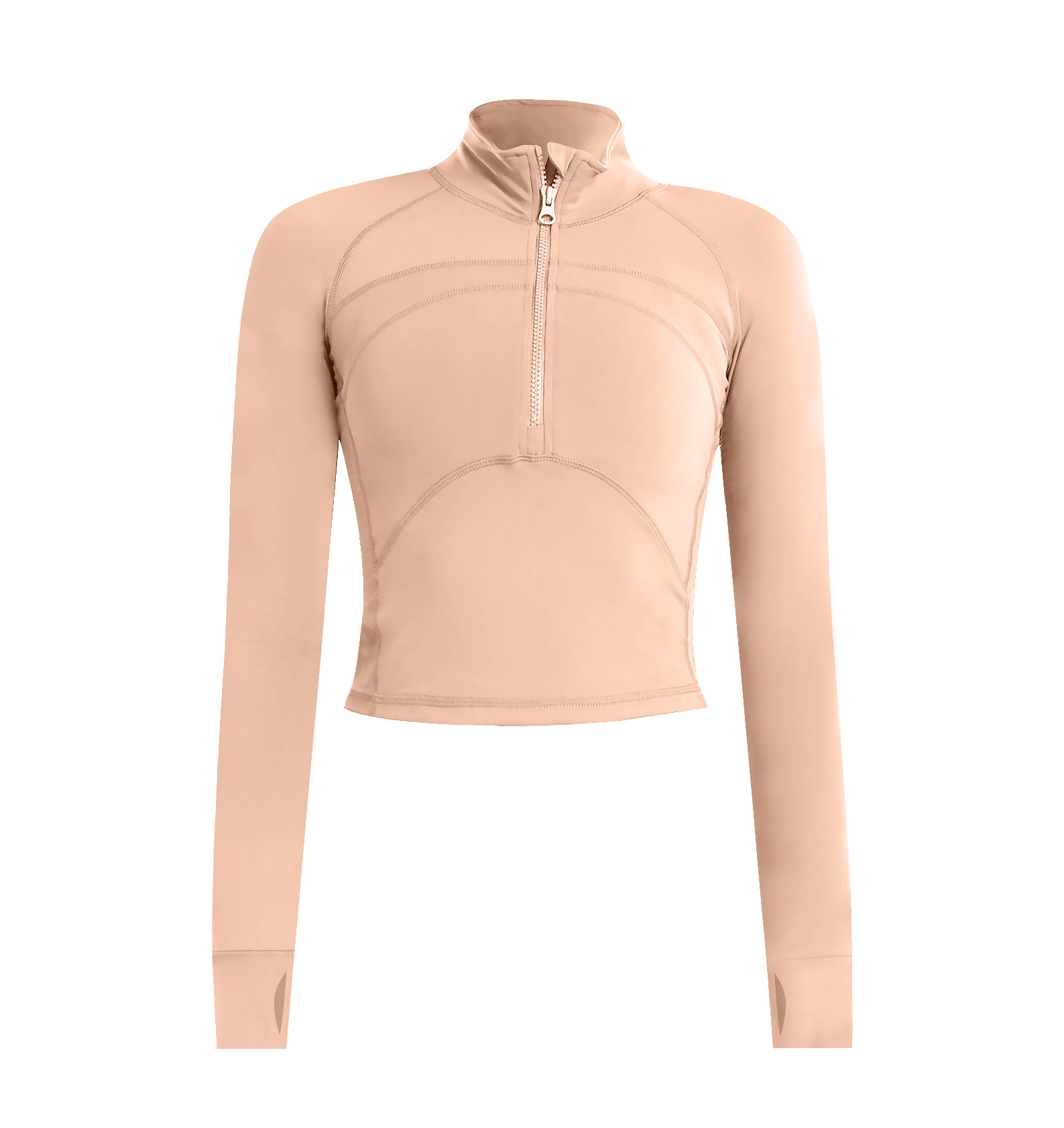 ملابس يوغا نحيفة بتصميم أنيق، بنصف سحاب، ضيقة، مرنة وسريعة الجفاف