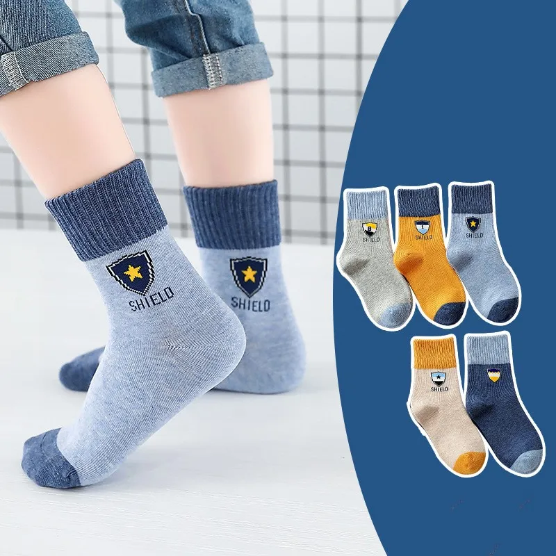 Children's Socks Combed Cotton Students Boneless Middle Tube - Boneless British Icon-L