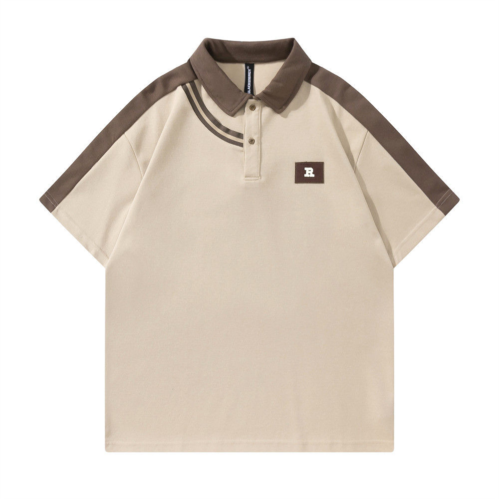 Stitching Asymmetric Design Lapel Short Sleeve