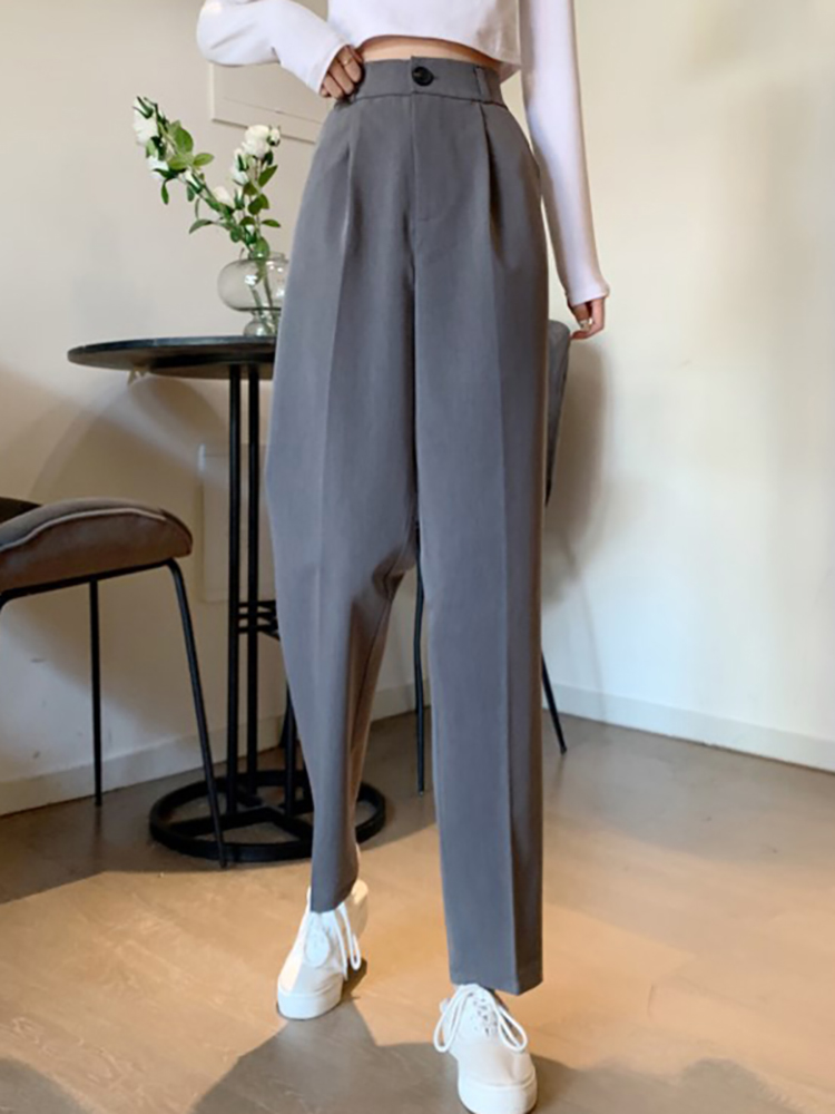 Women's Straight Loose High Waist Suit Pants