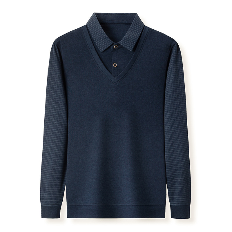 Men's Long Sleeve T-shirt Lapel Top Middle-aged And Elderly