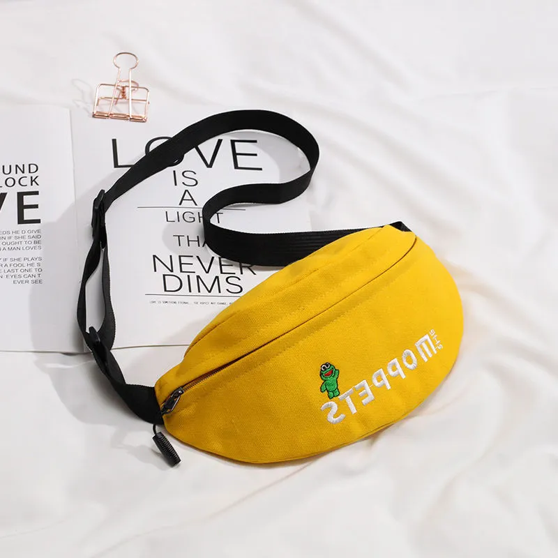 Casual Sports Ins Pockets Personality Harajuku Casual Messenger - Yellow
