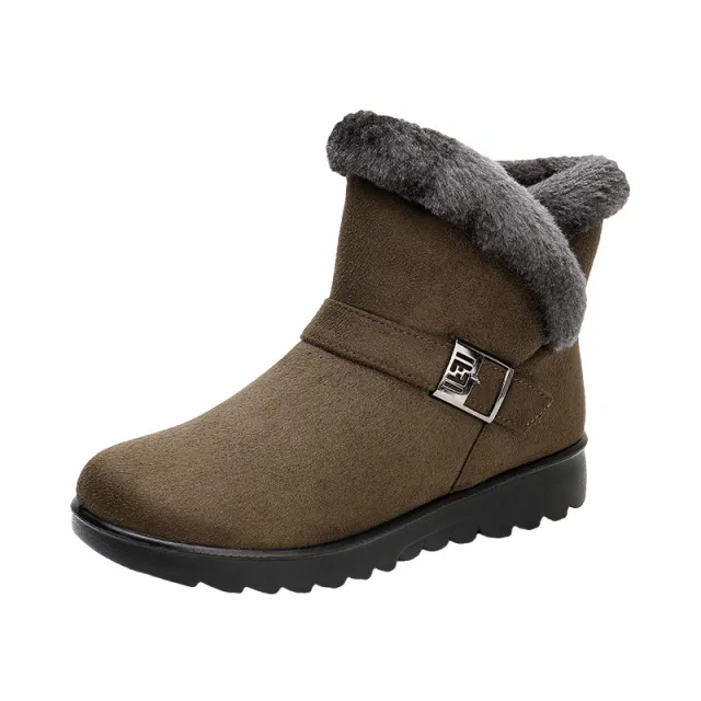 Short tube low heel plus velvet warm mother cotton boots Green - Shop at LoveMi