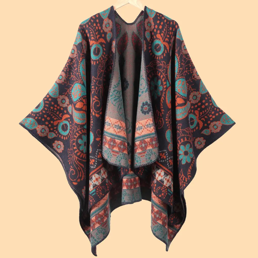 Women's Vintage Cashew High Quality Jacquard Shawl