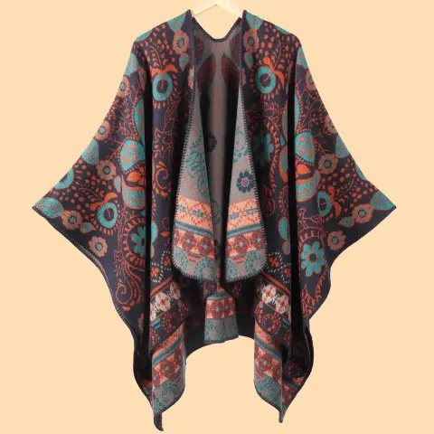 Women's Vintage Cashew High Quality Jacquard Shawl