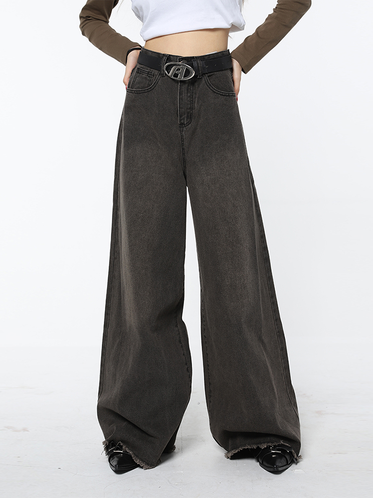 Retro Black Gray Do Old Jeans Female Gray - Shop at LoveMi