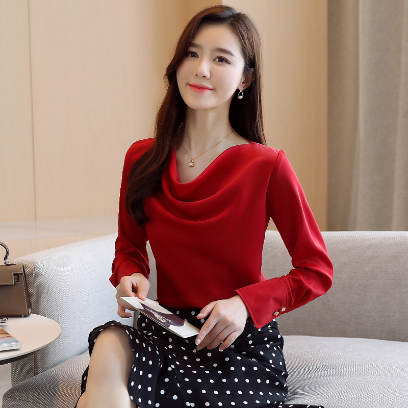 New Autumn Satin Chiffon Shirt Light Cooked