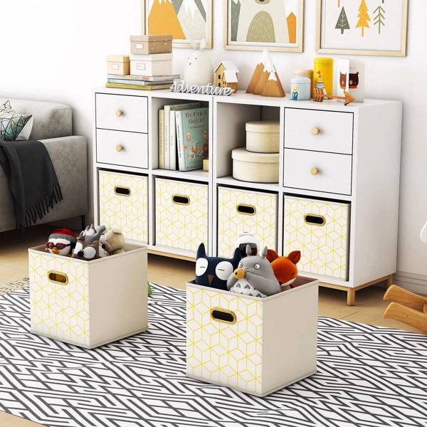 6-pack Fabric Storage Cube With Oval Shaped Washers, Foldable 11 Inch Cube Storage Box