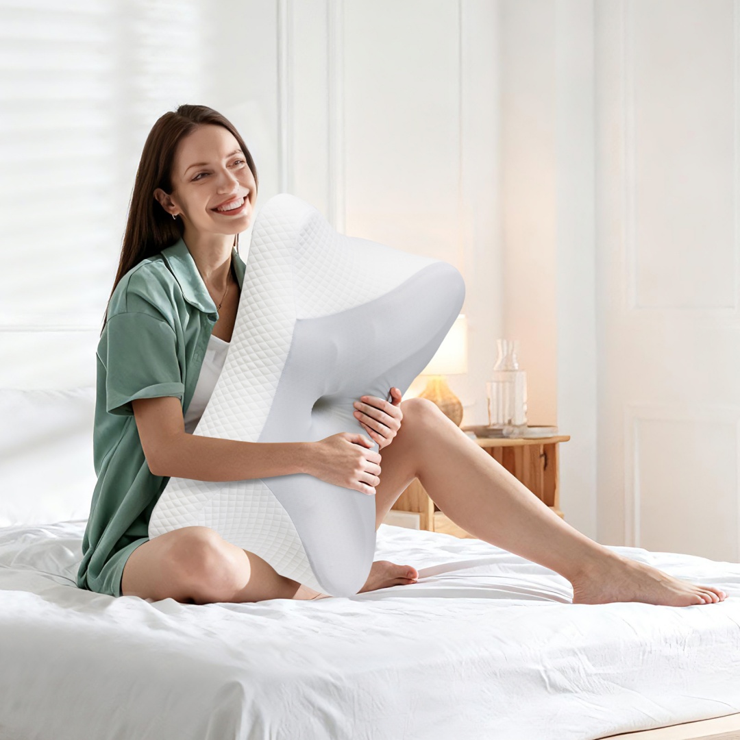 Cervical Neck Pillow, Cooling Ergonomic Memory Foam Pillows  Dual Height Orthopedic Support Contour Pillow For Side — foto 6